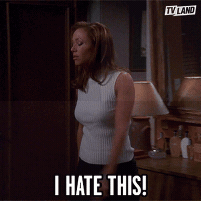 Woman In White Sweater Says I Hate This GIF