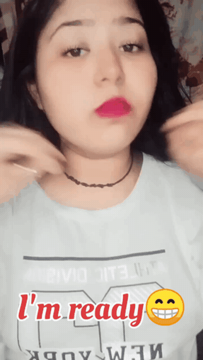 Woman In White T-Shirt Saying I'm Ready GIF