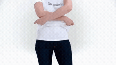 Woman In White T-Shirt Saying No Coloring GIF