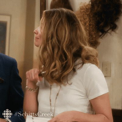 Woman In White T-Shirt #SchittsCreek GIF