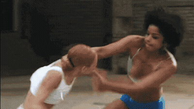 Woman In White Tank Top Fighting Another Woman GIF
