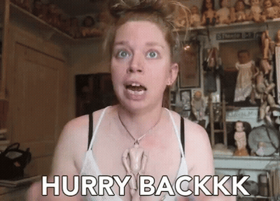 Woman In White Tank Top Says Hurry Backkk GIF