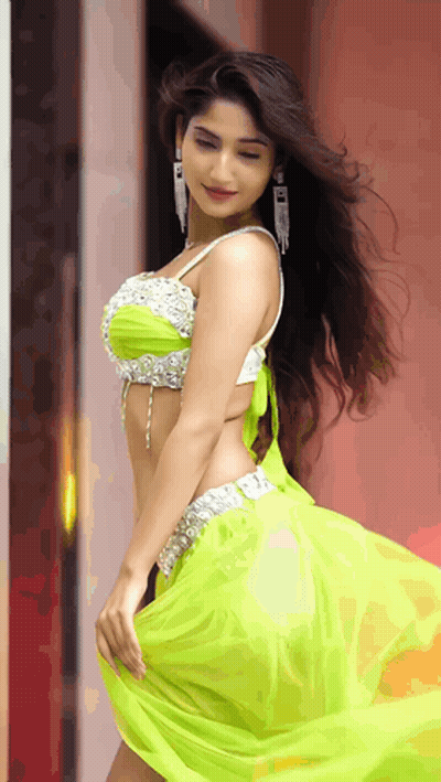 Woman In White Top And Green Skirt GIF