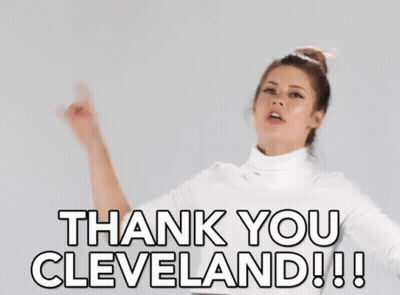 Woman In White Turtleneck Saying Thank You Cleveland GIF