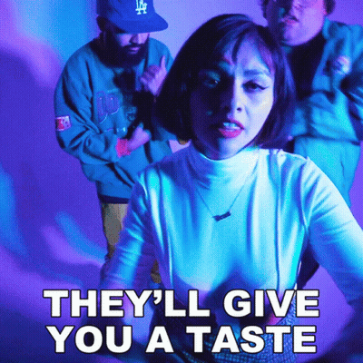 Woman In White Turtleneck Saying They'll Give You A Taste GIF