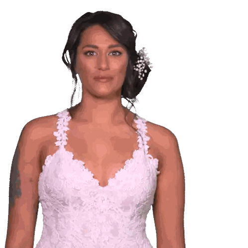 Woman In White Wedding Dress With Flower Sticker