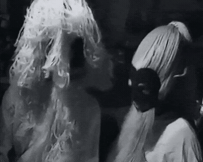 Woman In White Wig Black And White GIF