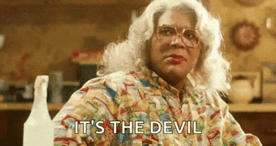Woman In Wig And Glasses It's The Devil GIF