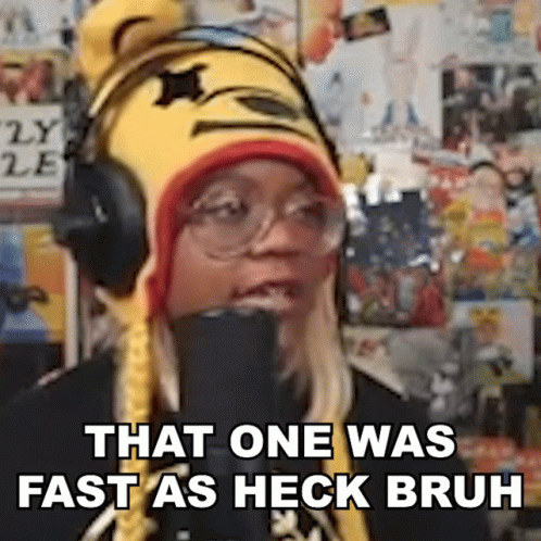 Woman In Winnie The Pooh Hat And Headphones Says Fast GIF
