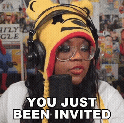 Woman In Winnie The Pooh Hat Headphones Says You Just Been Invited GIF