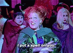 Woman In Witch Costume Saying I Put A Spell On You GIF