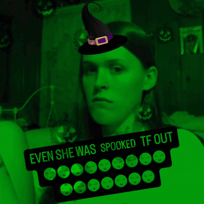 Woman In Witch Hat Saying Even She Was Spooked TF Out GIF