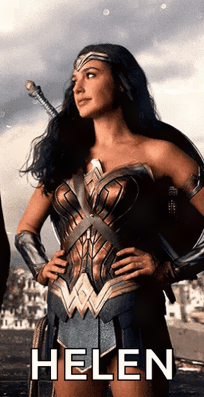 Woman In Wonder Woman Costume Holding Sword Helen GIF