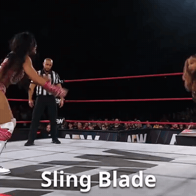 Woman In Wrestling Ring With Sling Blade GIF