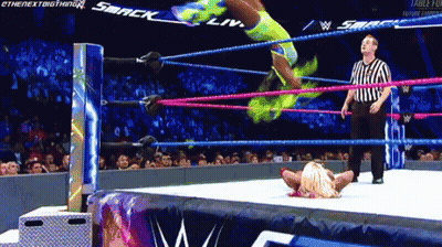 Woman In Wrestling Ring With Smack On Back GIF