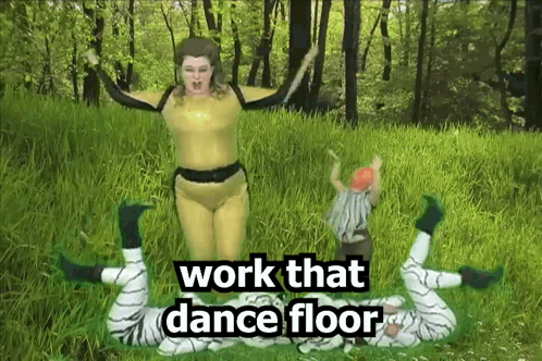 Woman In Yellow Costume Dancing GIF