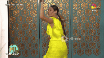 Woman In Yellow Dress Dancing GIF