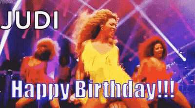 Woman In Yellow Dress Dancing Happy Birthday GIF