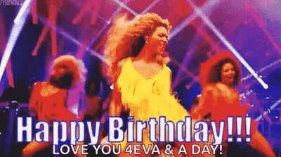 Woman In Yellow Dress Dancing Says Happy Birthday GIF