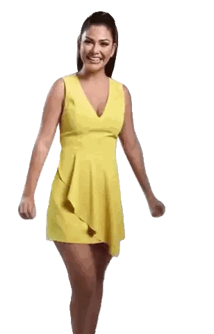 Woman In Yellow Dress Making Heart With Hands Sticker