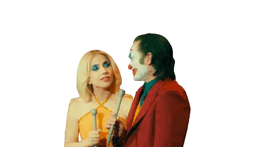 Woman In Yellow Dress Next To Clown Sticker