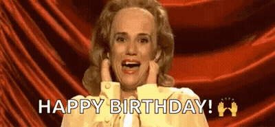 Woman In Yellow Dress Saying Happy Birthday GIF