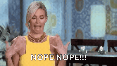 Woman In Yellow Dress Saying Nope Nope GIF