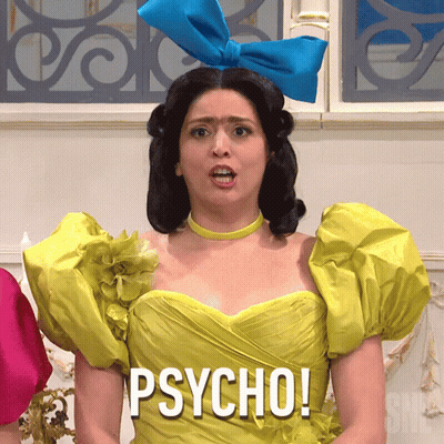 Woman In Yellow Dress Saying Psycho GIF