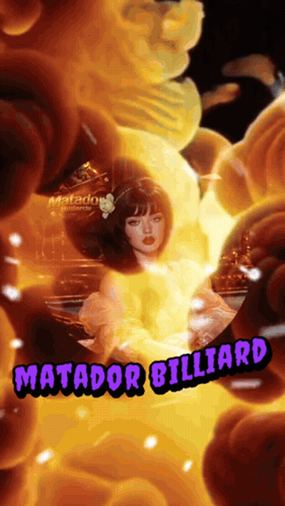 Woman In Yellow Dress Surrounded By Flames Matador Billard GIF