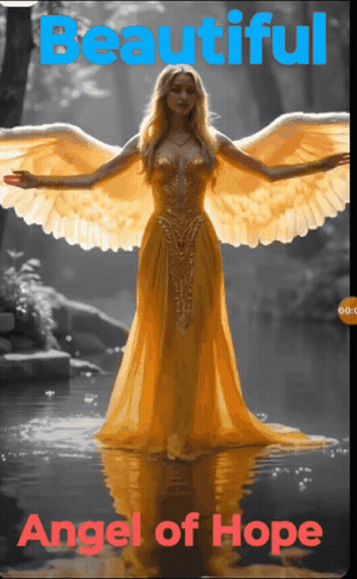 Woman In Yellow Dress With Angel Wings Standing In Water GIF