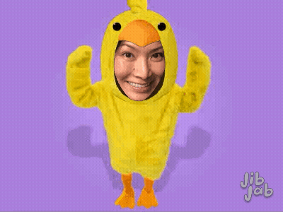 Woman In Yellow Duck Costume Jib Jab GIF