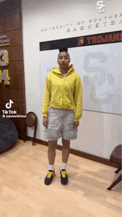Woman In Yellow Hoodie And Shorts GIF