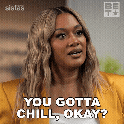 Woman In Yellow Jacket Saying Chill GIF