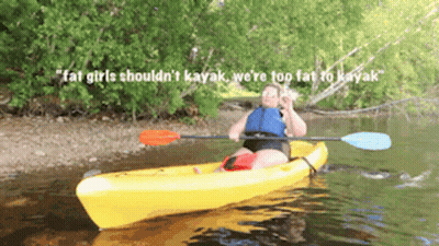 Woman In Yellow Kayak Says Fat Girls Shouldn't Kayak GIF