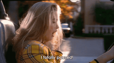 Woman In Yellow Plaid Shirt Says I Totally Paused GIF
