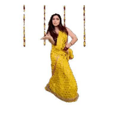 Woman In Yellow Sari Dancing On Swing Sticker