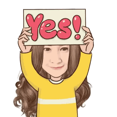Woman In Yellow Shirt Holding Yes Sign Sticker