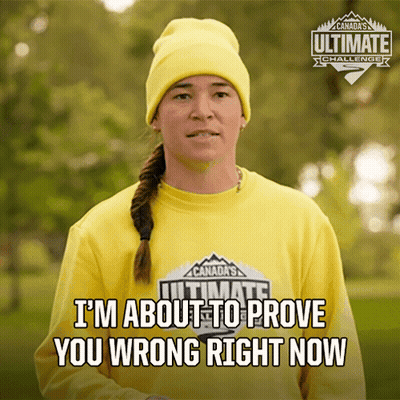 Woman In Yellow Shirt Saying Canada's Ultimate Challenge GIF
