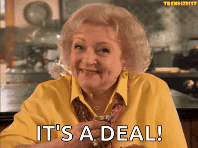 Woman In Yellow Shirt Saying It's A Deal With Wine GIF