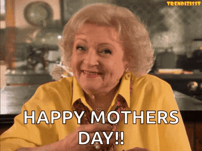 Woman In Yellow Shirt Says Happy Mother's Day GIF