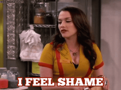 Woman In Yellow Shirt Says I Feel Shame GIF