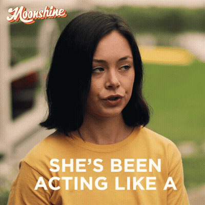 Woman In Yellow Shirt She's Been Acting Like A GIF