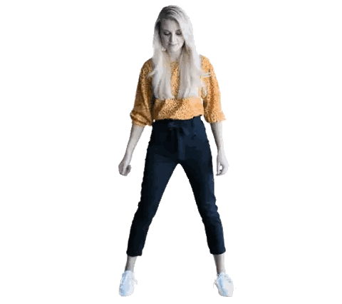 Woman In Yellow Shirt Standing On One Leg Sticker
