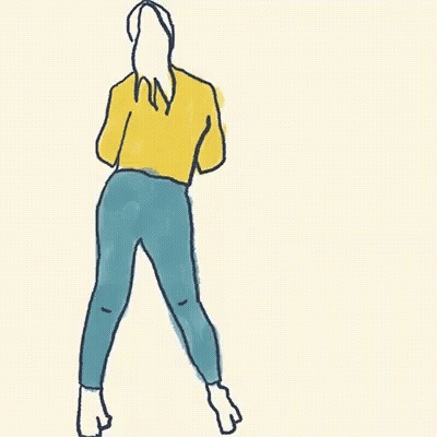 Woman In Yellow Sweater And Blue Pants GIF