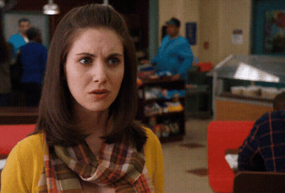 Woman In Yellow Sweater And Plaid Scarf Surprised GIF