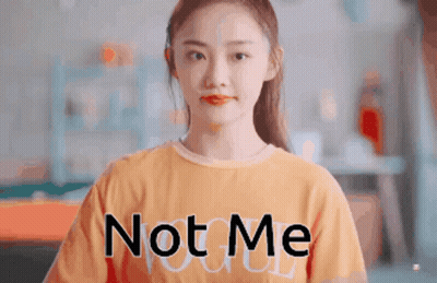 Woman In Yellow T-Shirt Saying Not Me GIF
