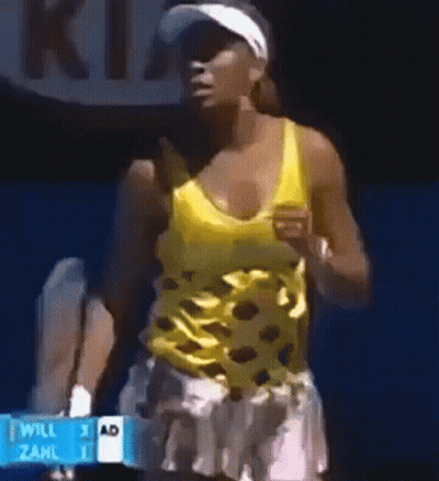 Woman In Yellow Tank Top Running On Tennis Court GIF