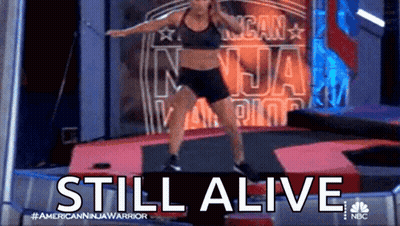 Woman Jumping On Trampoline Still Alive GIF