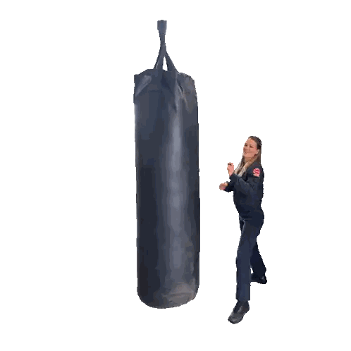 Woman Kicking Punching Bag Bam Sticker