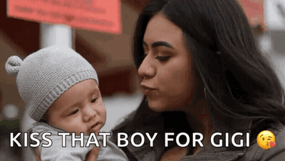 Woman Kissing Baby Kiss That Boy For Gigi GIF